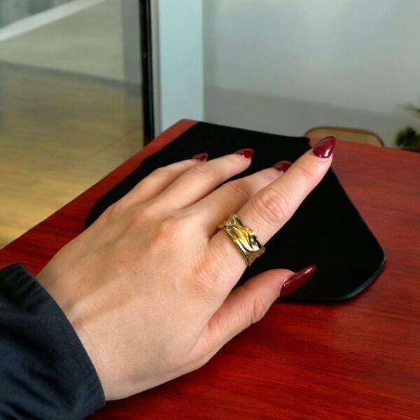 Liquid Metal Ring gold - Edelstahl, verstellbar - Image 2