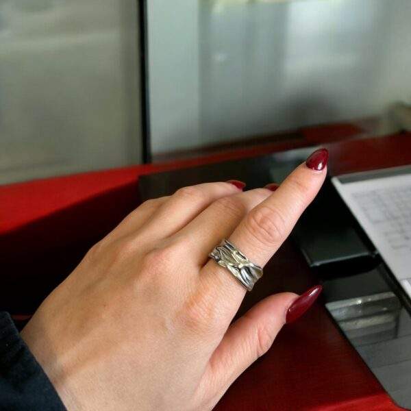Liquid Metal Ring silber - Edelstahl, verstellbar - Image 2