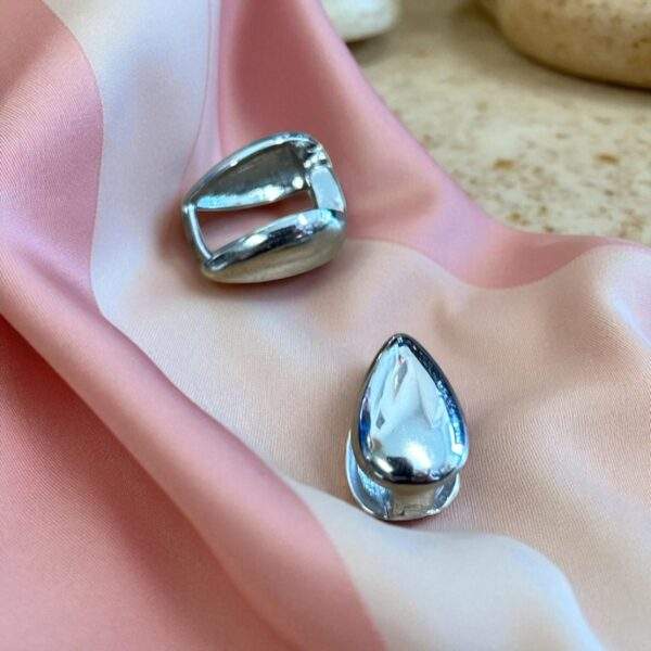 double side drop Ohrring - silber, Edelstahl