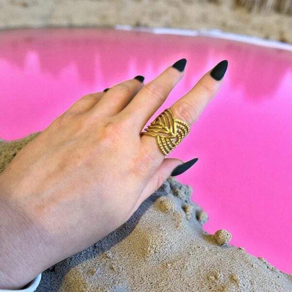 Echo Ring gold - Edelstahl, verstellbar - Image 2