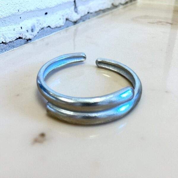 Twin Line Ring silber - Edelstahl, verstellbar