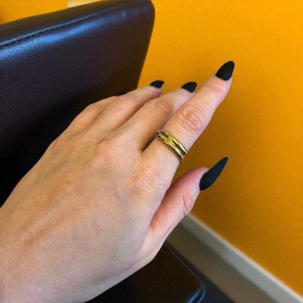 Twin Line Ring gold - Edelstahl, verstellbar - Image 2