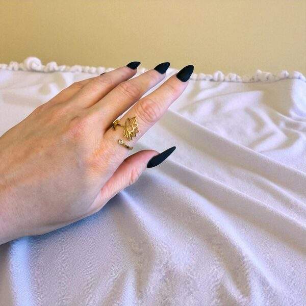 Lotus Shine Ring gold - Edelstahl, verstellbar - Image 2