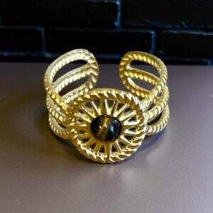 Golden Sunray Ring gold - Edelstahl, verstellbar