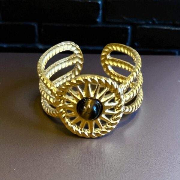 Golden Sunray Ring gold - Edelstahl, verstellbar