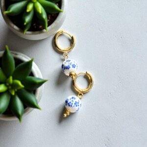 Blue Blossom Hoops - gold, Edelstahl, Wasserfest