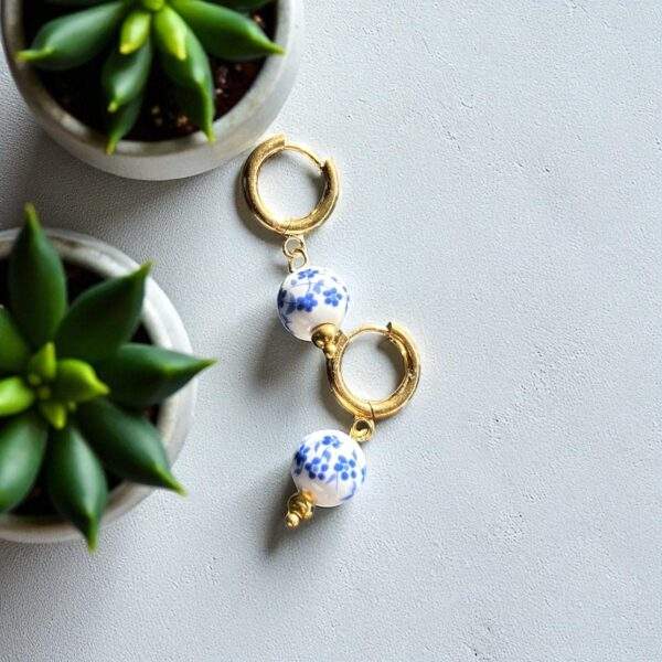 Blue Blossom Hoops - gold, Edelstahl, Wasserfest
