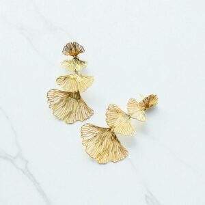 Golden Ginkgo Ohrringe - gold, Edelstahl, Wasserfest