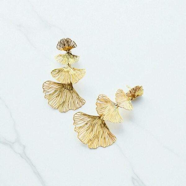 Golden Ginkgo Ohrringe - gold, Edelstahl, Wasserfest