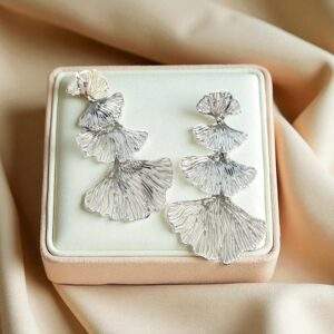 Silver Ginkgo Ohrringe - silber, Edelstahl, Wasserfest