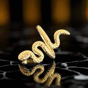 Divine Snake Ring gold - Größenverstellbar, Edelstahl, Wasserfest