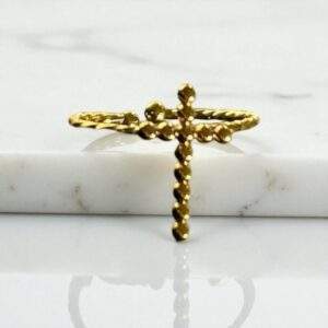 Golden Cross Ring gold - Größenverstellbar, Edelstahl, Wasserfest