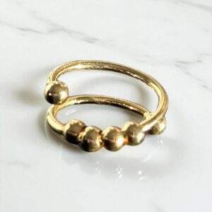 Balance Beads Ring gold - Größenverstellbar, Edelstahl, Wasserfest (Anxiety Ring)
