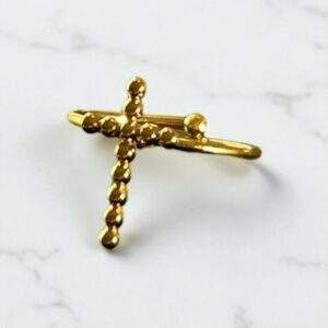 Starlight Cross Ring gold - Größenverstellbar, Edelstahl, Wasserfest